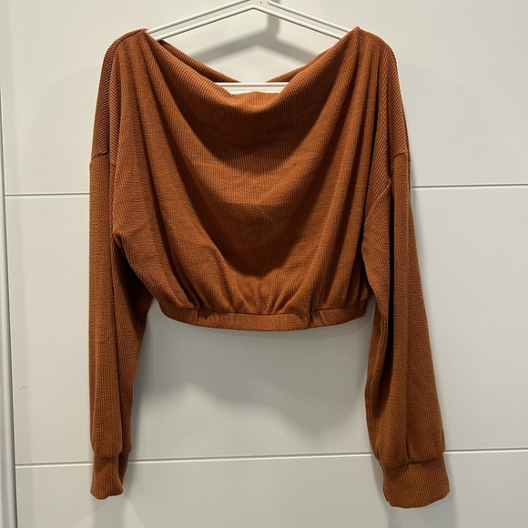Cropped boat neck sweater - Picture 1 of 6